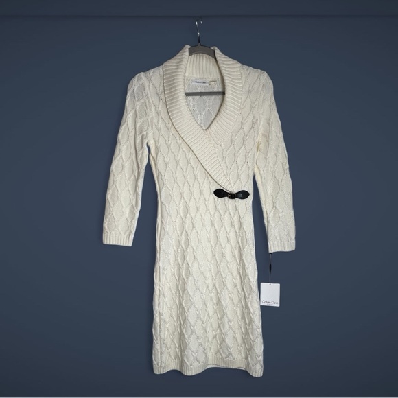 Calvin Klein Cream Knit Dress NWT Small - Picture 1 of 9